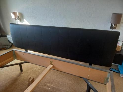 Bed hoofdbord achterwand hoofdeinde zwart leer, Huis en Inrichting, Slaapkamer | Bedden, Tweepersoons, 180 cm, Overige materialen