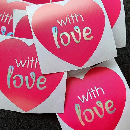Sluitstickers hart with love fel roze met liefde stickers xl, Hobby en Vrije tijd, Stickers en Plaatjes, Nieuw, Meerdere stickers