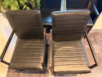 Zwarte Leren Eetkamerstoelen - Set van 4