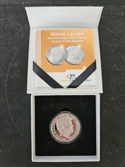 5 Gulden 2013 Verwelkoming Koning Nederlandse Antillen, Postzegels en Munten, Munten | Nederland, 5 gulden, Zilver, Verzenden