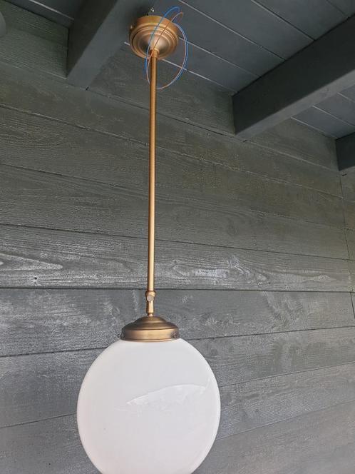 Art Deco Hanglamp, Huis en Inrichting, Lampen | Hanglampen, Zo goed als nieuw, 75 cm of meer, Glas, Metaal, Ophalen of Verzenden