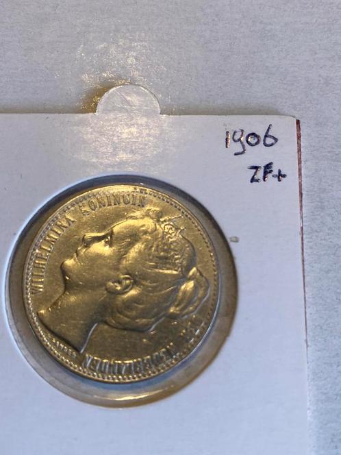 Zilveren gulden 1906 Z f +, Postzegels en Munten, Munten | Nederland, 1 gulden, Koningin Wilhelmina, Ophalen of Verzenden