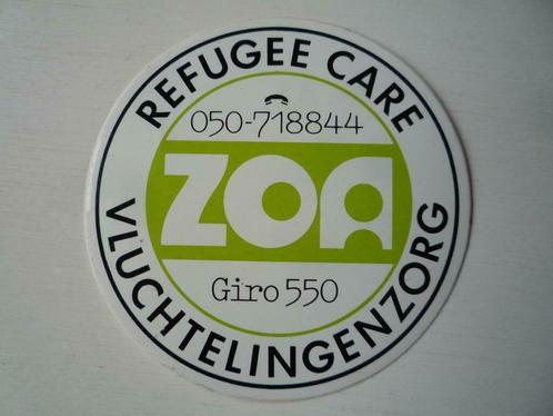Sticker Stichting ZOA Refugee Care Vluchtelingenzorg, Verzamelen, Stickers, Zo goed als nieuw, Bedrijf of Vereniging, Ophalen of Verzenden