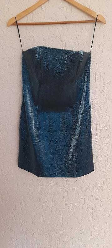 Blauwe glitter jurk/galajurk