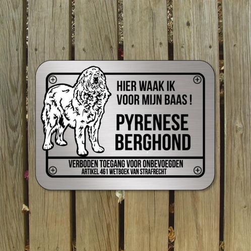 Waarschuwingsbord pyrenese berghond RVS look, Dieren en Toebehoren, Honden-accessoires, Ophalen of Verzenden
