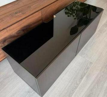 Ikea Besta tv meubel zwartbruin met glasplaat! - afbeelding 2 Ikea Besta tv meubel zwartbruin met glasplaat! - afbeelding 2
