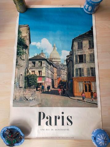 Antieke oud vintage grote poster Paris Parijs reclame poster