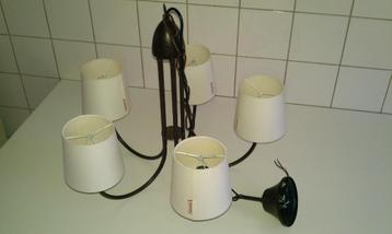 Mooie Metalen Hanglamp 5-arms met kapjes (NIEUW)