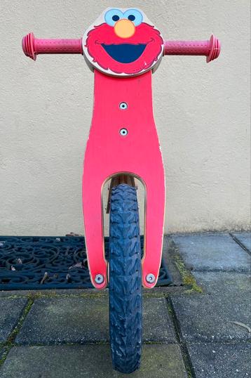 Houten loopfiets Sesamstraat Elmo, rood/blank hout