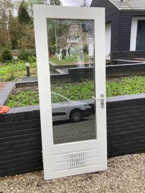 merantie/merbau buitendeur met thermopane, Doe-het-zelf en Verbouw, Deuren en Horren, Gebruikt, Buitendeur, 200 tot 215 cm, 80 tot 100 cm