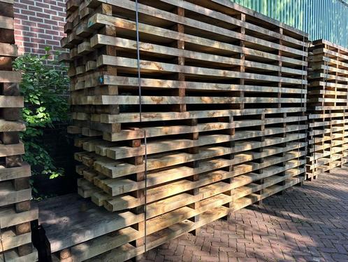 Eiken gordingen, Frans eiken gordingbalken, Doe-het-zelf en Verbouw, Hout en Planken, Zo goed als nieuw, Balk, Eiken, Ophalen