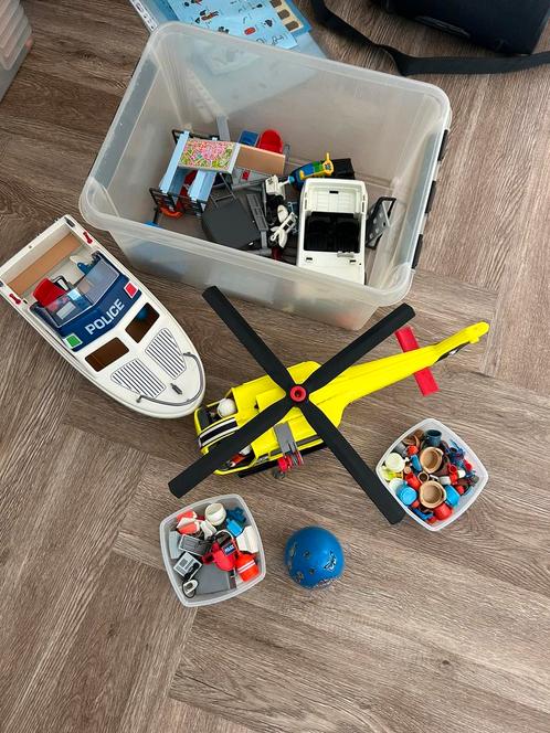 Playmobil set, helicopter, boten, poppetjes, circus, eiland, Kinderen en Baby's, Speelgoed | Playmobil, Gebruikt, Ophalen of Verzenden