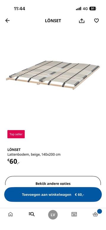 Ikea Bedframe 140x200 (met lattenbodem, ZONDER matras) - afbeelding 4 Ikea Bedframe 140x200 (met lattenbodem, ZONDER matras) - afbeelding 4