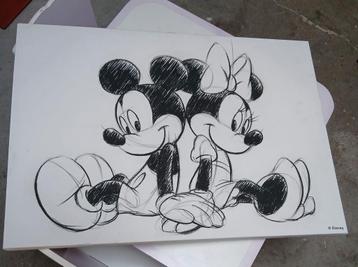 Wanddecoratie Mickey en Minnie Mouse, canvas