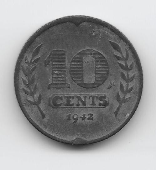 Nederland 10 cent 1942 zink KM#173, Postzegels en Munten, Munten | Nederland, Losse munt, 10 cent, Koningin Wilhelmina, Verzenden