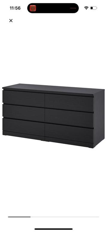Malm kast zwart ikea zes lades - afbeelding 1 Malm kast zwart ikea zes lades - afbeelding 1