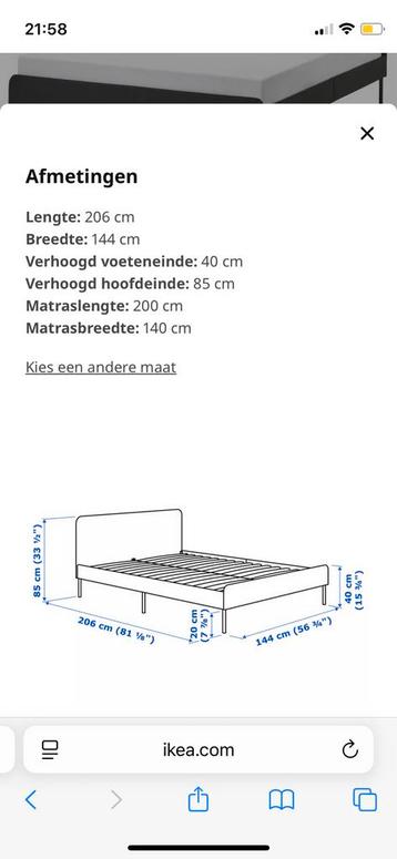 Bed Slattum en lattembodem 140x200, eventueel met matras - afbeelding 6 Bed Slattum en lattembodem 140x200, eventueel met matras - afbeelding 6