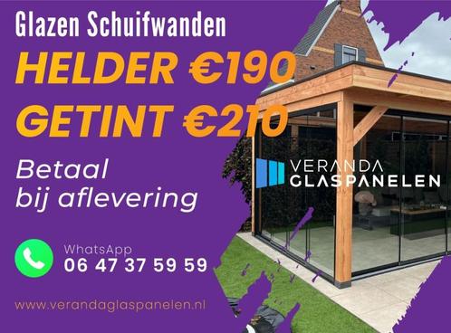 Glazen schuifwanden - Glaspanelen- Getint Glas, Tuin en Terras, Overkappingen, Nieuw, Veranda, Ophalen of Verzenden