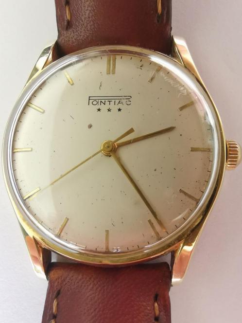 Pontiac gouden vintage horloge uit 1940 1950, Antiek en Kunst, Antiek | Goud en Zilver, Goud, Ophalen of Verzenden