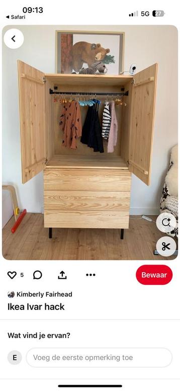 Kledingroede voor IKEA Ivar kast - afbeelding 1 Kledingroede voor IKEA Ivar kast - afbeelding 1