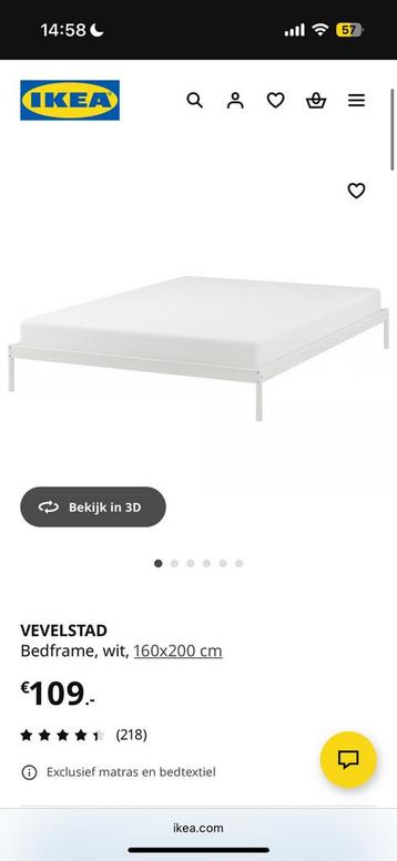 Vevelstad ikea bedframe 160x200 incl. Lattenbodems zgan - afbeelding 4 Vevelstad ikea bedframe 160x200 incl. Lattenbodems zgan - afbeelding 4