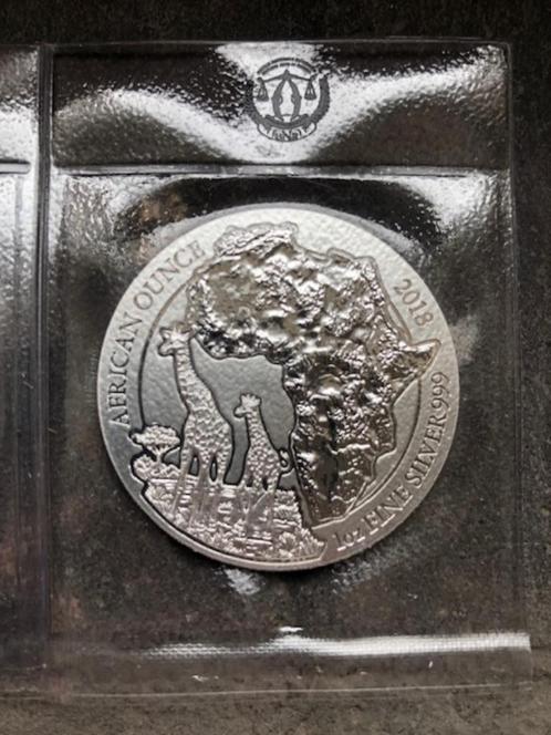 2018 Ruanda Rwanda - Giraffe - 1 oz silver, Postzegels en Munten, Edelmetalen en Baren, Zilver, Ophalen of Verzenden