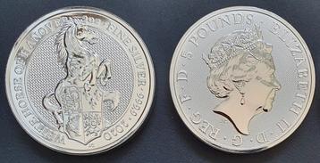 2x 2 oz Queen's Beast White Horse Hanover Zilver Munten 2020