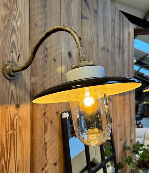 Wandlamp, Industriele lamp, Muurlamp, Vintage lamp, Huis en Inrichting, Lampen | Wandlampen, Gebruikt, Glas, Ophalen