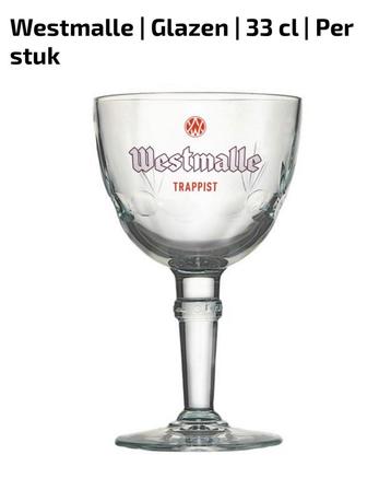 Te koop: 12x Westmalle glas 33cl