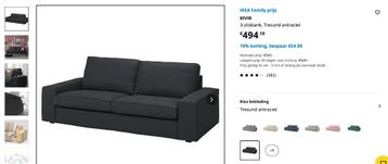IKEA Kivik 3-zits bank antraciet - afbeelding 1 IKEA Kivik 3-zits bank antraciet - afbeelding 1