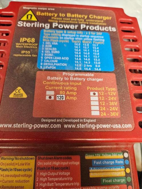 Sterling power 12 volt 120ah dc dc acculader lader Gebruikt, Watersport en Boten, Accessoires en Onderhoud, Zo goed als nieuw