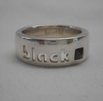 Zilveren massieve ring Black met steen maat 18 nr.1290