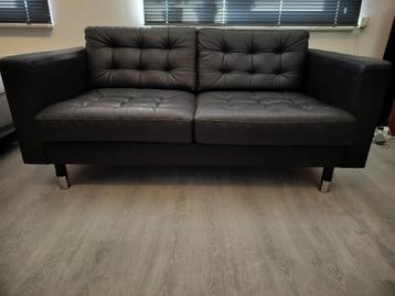 Zwarte leren 2-zits bank - afbeelding 1 Zwarte leren 2-zits bank - afbeelding 1