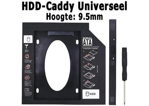 HDD Caddy 2e 2.5 SATA Harddisk of SSD in Laptop Notebook, Computers en Software, Harde schijven, Nieuw, Laptop, HDD, SATA, Ophalen of Verzenden