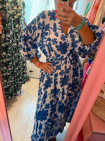 💙  Kaftanjurk L bohemian blogger dress Ibiza wit blauw H&M 