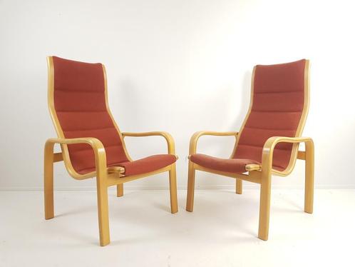 vintage Yngve Ekström Swedese fauteuils oranje, Huis en Inrichting, Fauteuils, Gebruikt, 50 tot 75 cm, Ophalen of Verzenden