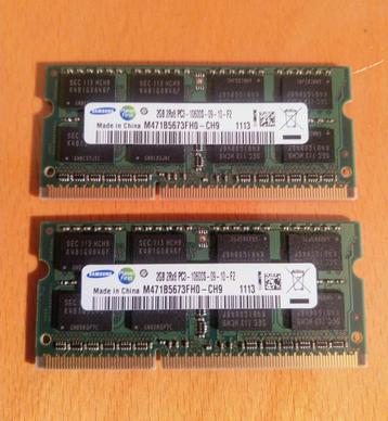 Twee 2GB 2Rx8 PC3-10600S-9-10-F2 Samsung RAM geheugenkaarten