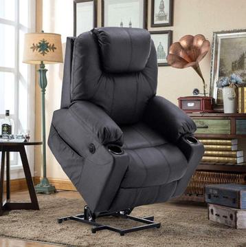 Sta-Op-Stoel Massage Fauteuil Relax Stoel Verwarmd! Zwart   