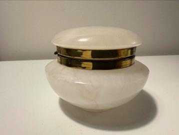 Vintage Alabaster sieraden doosje (pillen doosje, messing)  