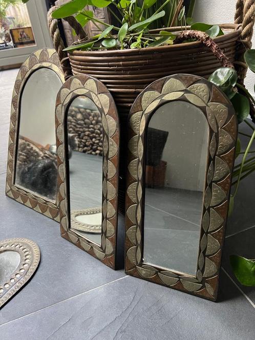 oude Marokkaanse vintage koper spiegels oosters 3 maten, Huis en Inrichting, Woonaccessoires | Spiegels, Gebruikt, Minder dan 50 cm