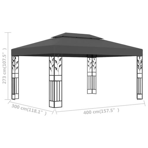 Prieel met dubbel dak 3x4 m antraciet gratis bezorgd, Tuin en Terras, Partytenten, Nieuw, Paviljoen, 2 meter of meer, Minder dan 5 meter