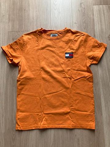 Oranje merk shirt Tommy jeans