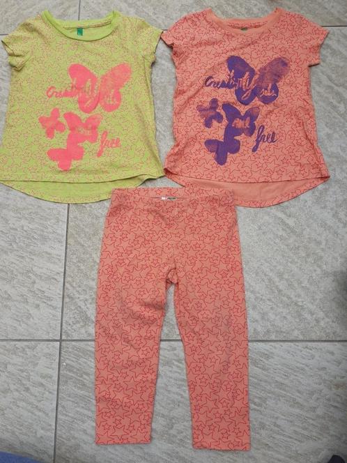Benetton setje zalm roze maat 86 sterren legging + 2x shirt, Kinderen en Baby's, Babykleding | Maat 86, Gebruikt, Meisje, Setje