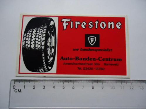 sticker oud Barneveld garage Firestone autobanden centrum r, Verzamelen, Stickers, Zo goed als nieuw, Overige typen, Verzenden