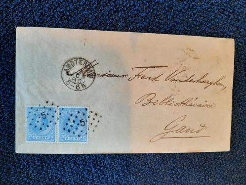 Oude postenvelop puntstempel 5 Amsterdam op 2x NVPH 19, 1880, Postzegels en Munten, Brieven en Enveloppen | Nederland, Envelop