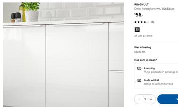 Ikea Ringhult deur front 80x60 hoogglans wit - afbeelding 1 Ikea Ringhult deur front 80x60 hoogglans wit - afbeelding 1