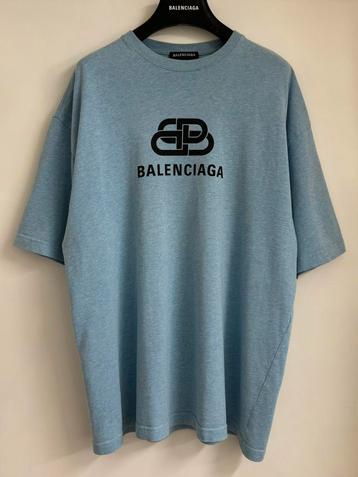 Balenciaga BB Interlock T-Shirt Baby Blauw Oversized Maat XS