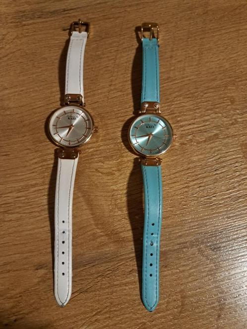 dames horloge Kate (wit en blauw met rosékl. kast) (zgan), Sieraden, Tassen en Uiterlijk, Horloges | Dames, Zo goed als nieuw