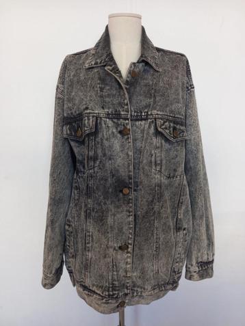 Vintage zwarte stonewashed denim / jeans jas