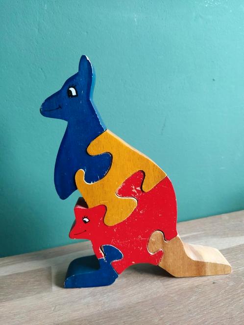 De Groene Merel houten puzzel kangoeroe Sri Lanka, Kinderen en Baby's, Speelgoed | Houten speelgoed, Gebruikt, Ophalen of Verzenden